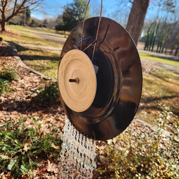 Clear Glass Plate Dish Flower Windchime SunCatcher Lampwork Beads Crystal Prisms - Picture 3 of 3